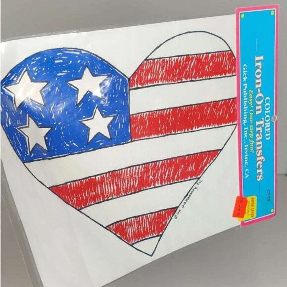 Gick‎ Publishing Americana Patriotic Flag Heart Shaped Iron On Transfer